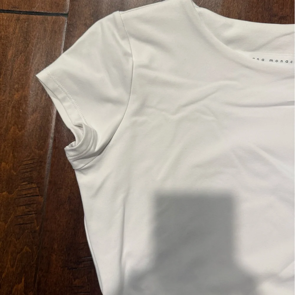 Susana Monaco White short sleeved ruched dress